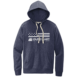 UNISEX HOODIE - HEATHER NAVY WITH FLAG PRINT